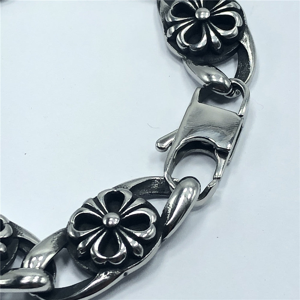 Chrome Hearts cross flower Multi-Link Sterling Silver bracelet