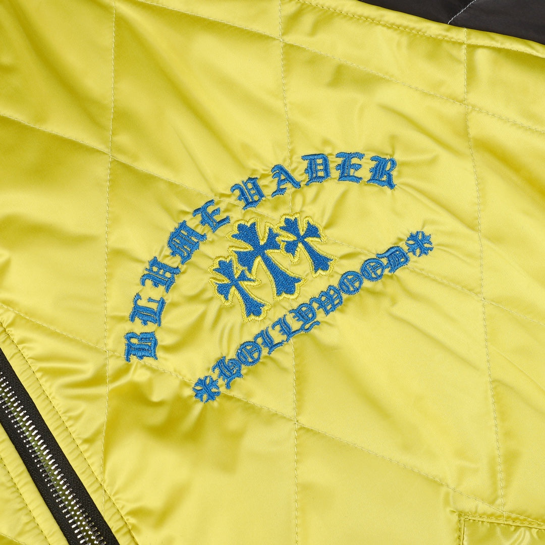 Chrome Hearts Flaming Youth Bomber Jacket - Yellow Black Graphic Street Coat D10