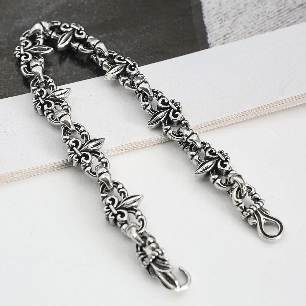 Chrome Hearts 925 Sterling silver Vitange Gothic fleur-de-lis Crown bracelet