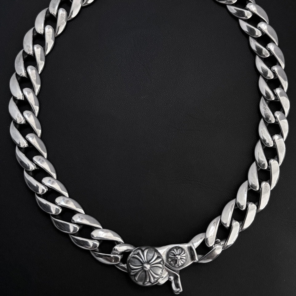 Chrome Hearts thick sword cross flower hip-hop necklace