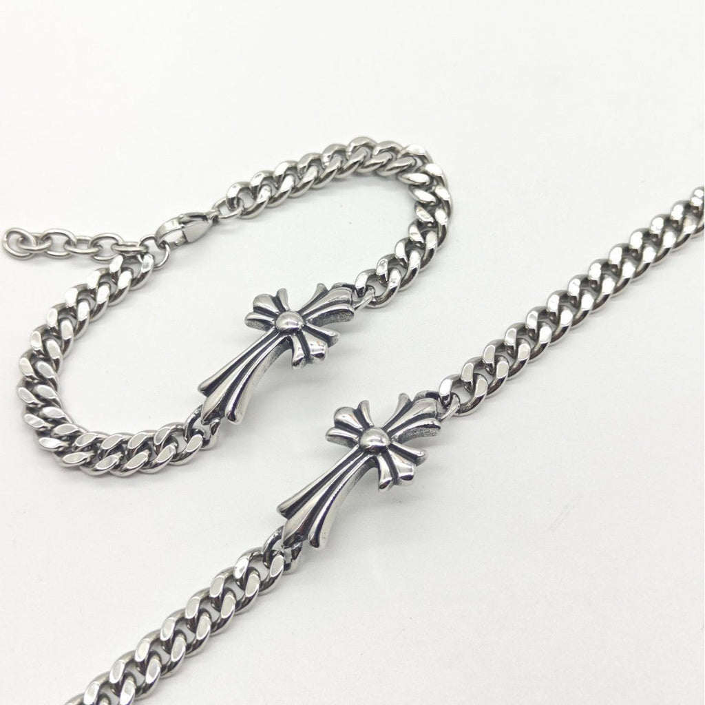 Chrome Hearts curved cross Cuban bracelet