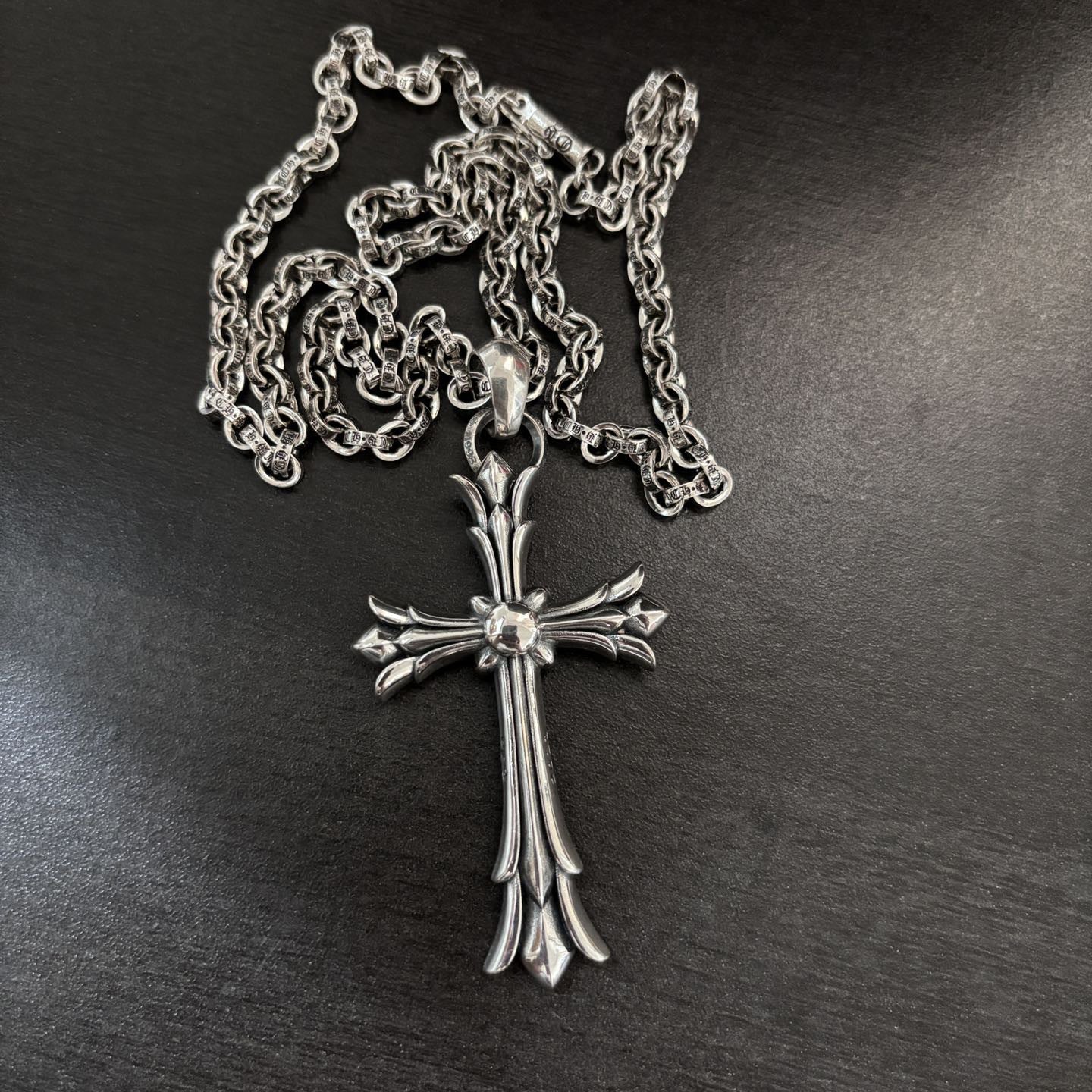 Chrome Hearts large double-layer cross letter chain pendant