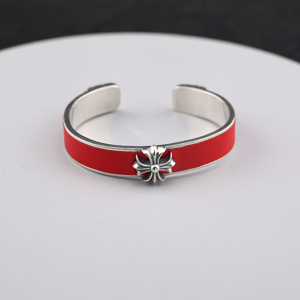 Chrome Hearts Cross Flower Stingray Crest Open Bracelet