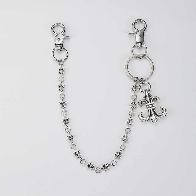 Chrome Hearts anchor chain jeans military flower matching chain