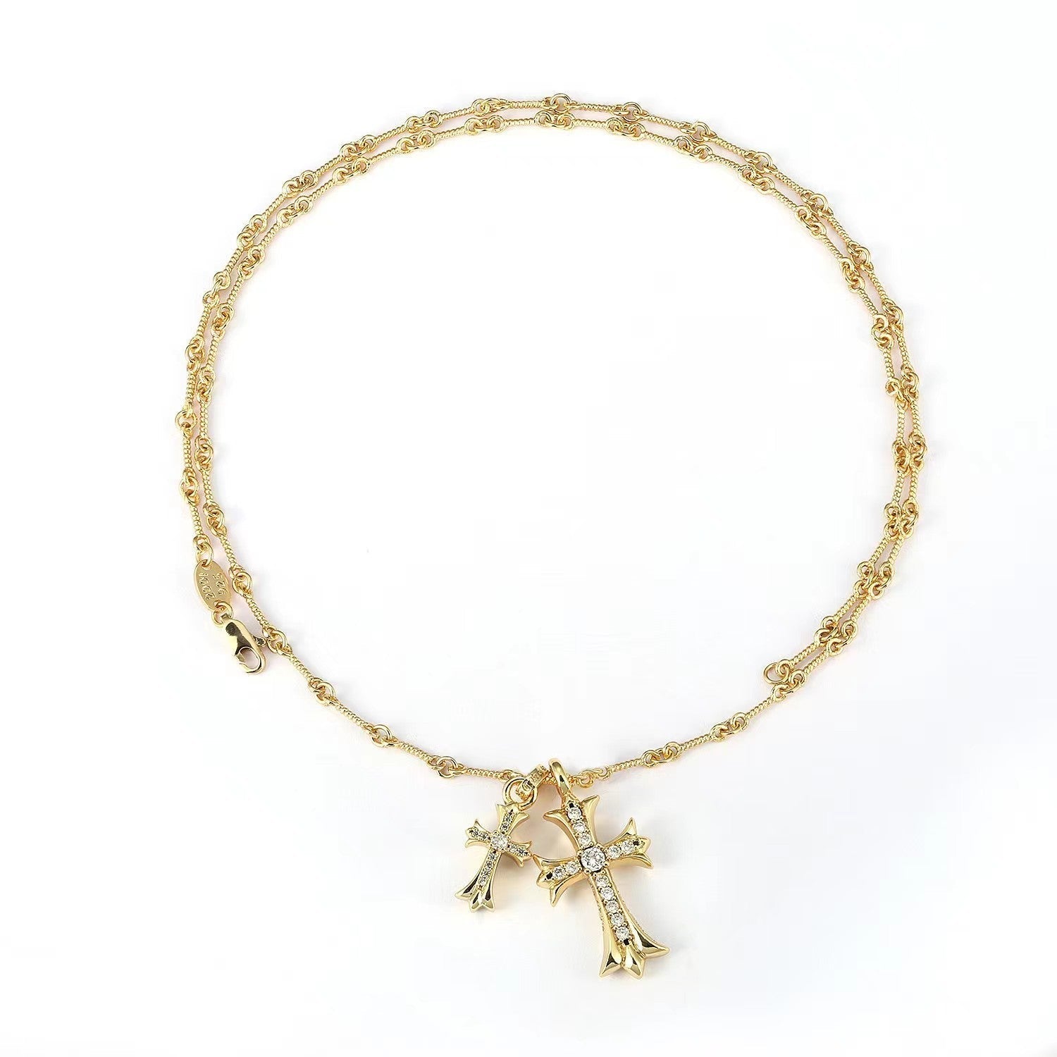 Chrome Hearts double cross diamond Bamboo Necklace