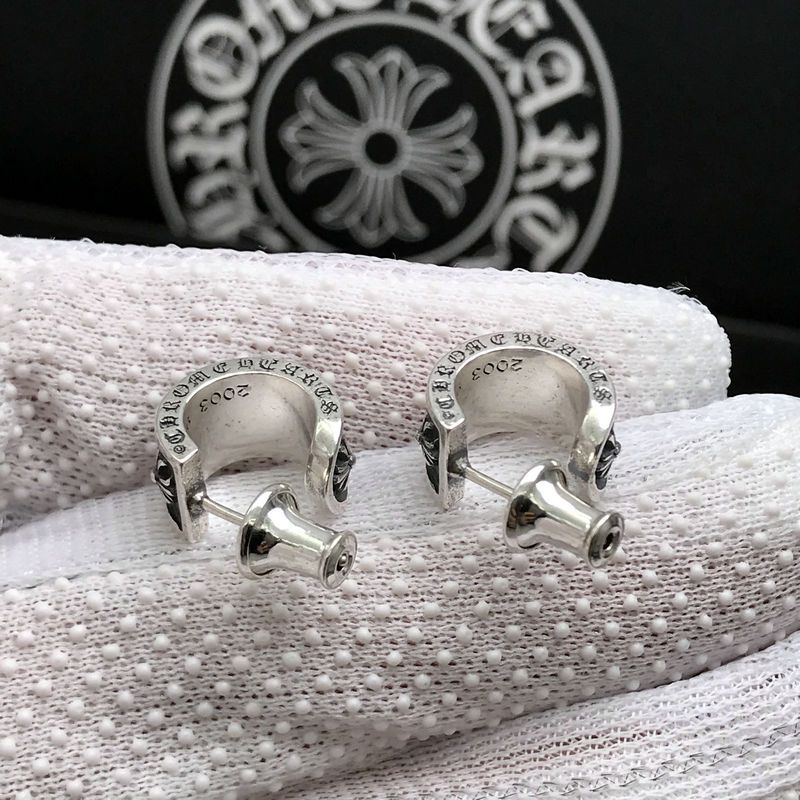 Chrome Hearts ear plug half hoop cross flower earrings